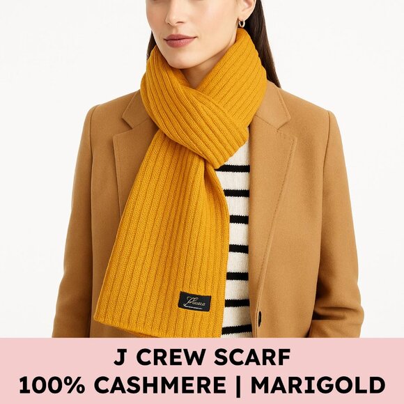 J. Crew Accessories - J Crew Cashmere Ribbed Scarf Marigold Mustard Quiet Luxury OS